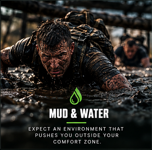 Mud and water challenge concept