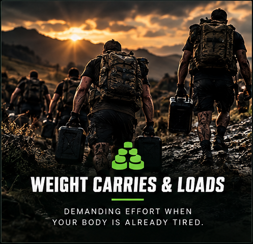 Weight carries and loads challenge concept